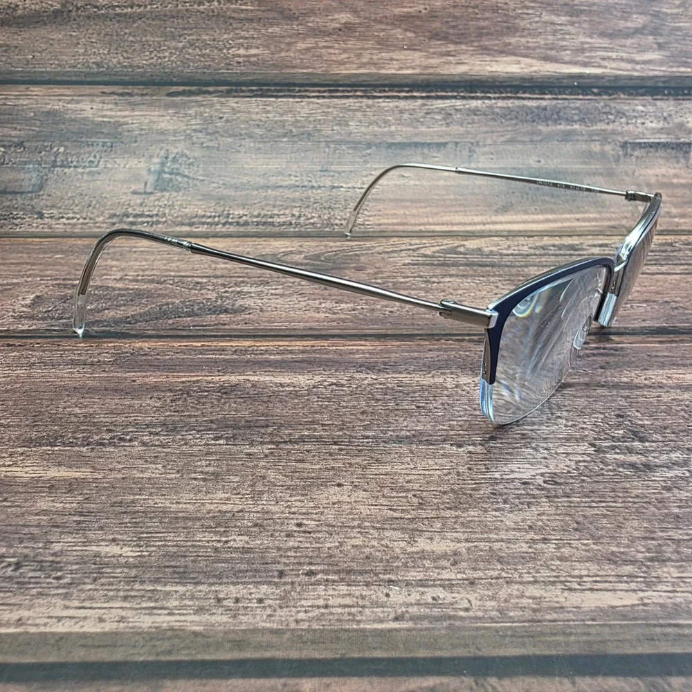 DKNY DK1013 415 Navy Silver Semi Rimless Cat Eye Eyeglass 51 19 135 FRAMES ONLY